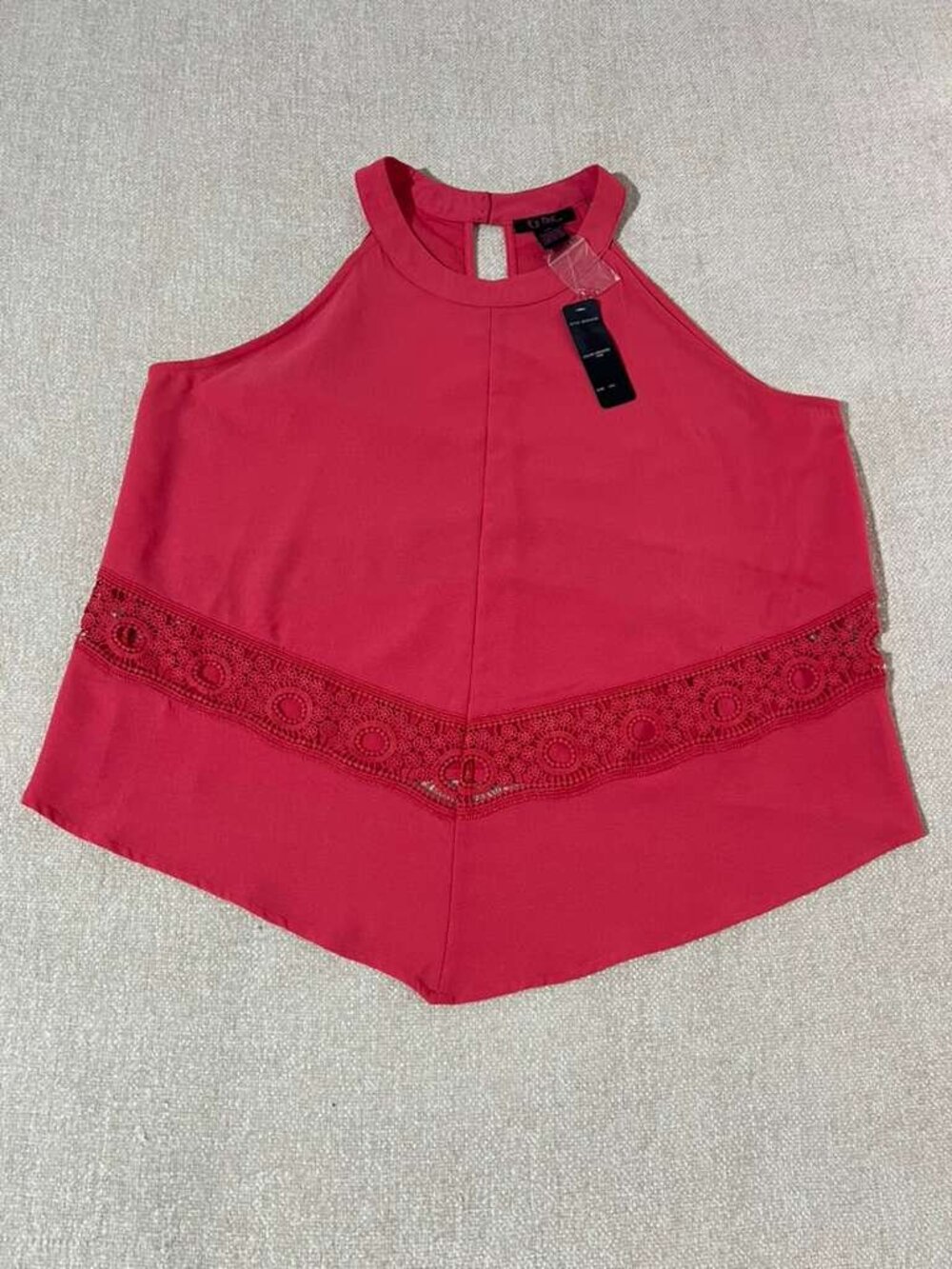 Pink Halter Crochet Lace Sleeveless Flowy Blouse XXL NWT - Picture 1 of 5